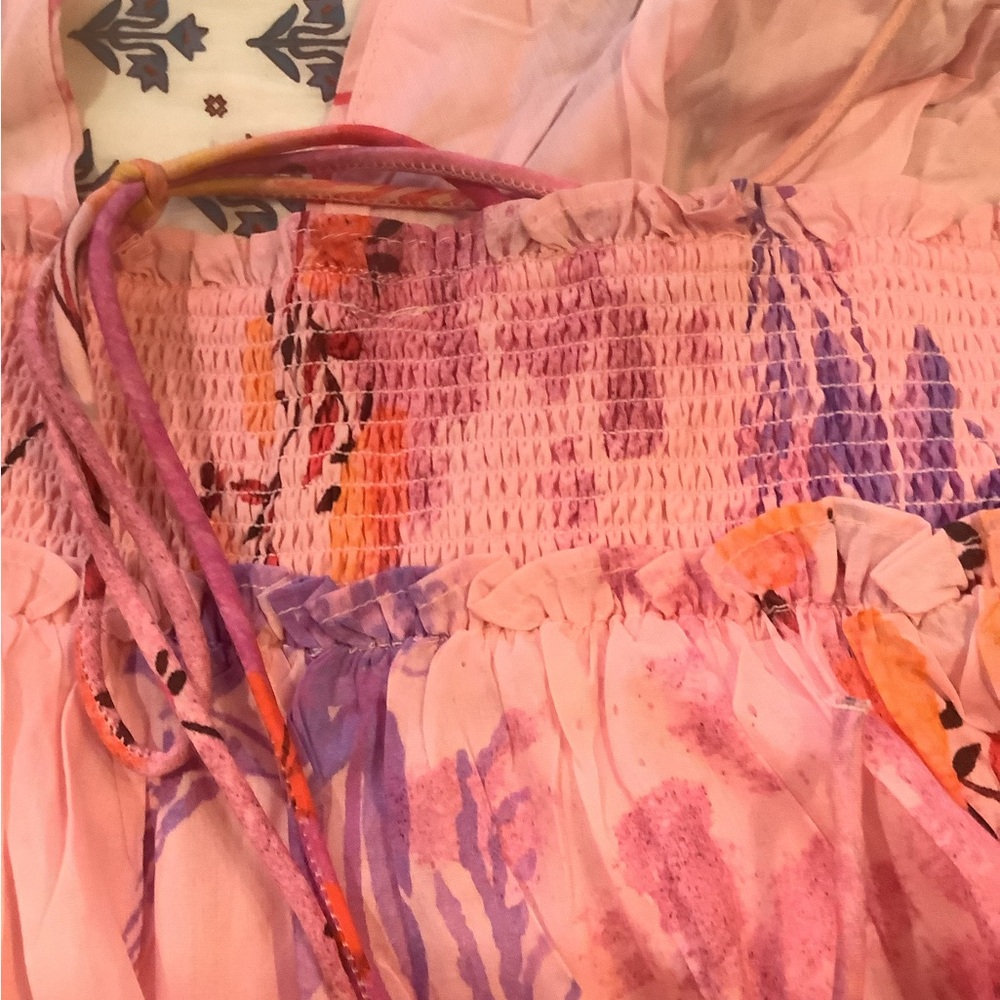 Anthropologie Floral Maxi Dress in Pink and Orange - Picture 13 of 16